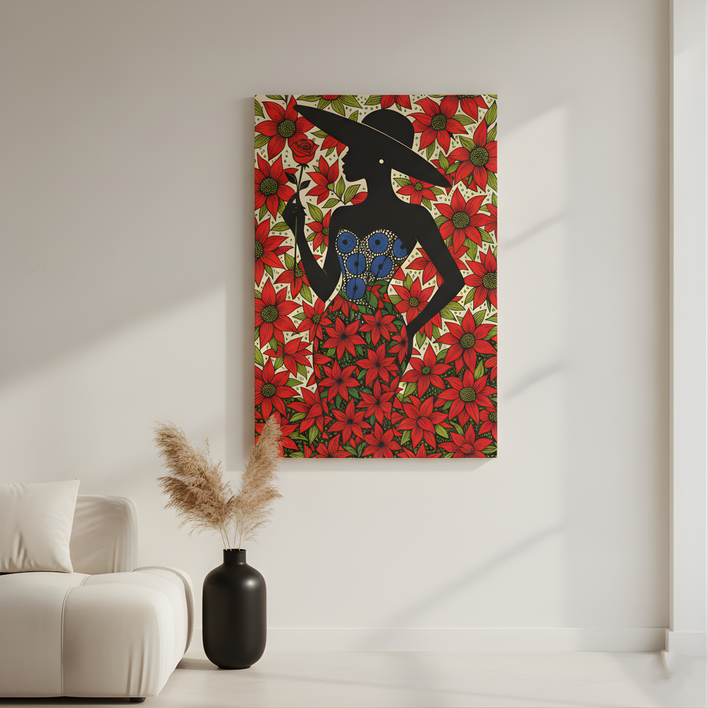 Poinsettia Lady Matte Canvas Wall Art,  Canvas Print, Floral Wall Decor, Mother's Day Gift, Stretched, 1.25"