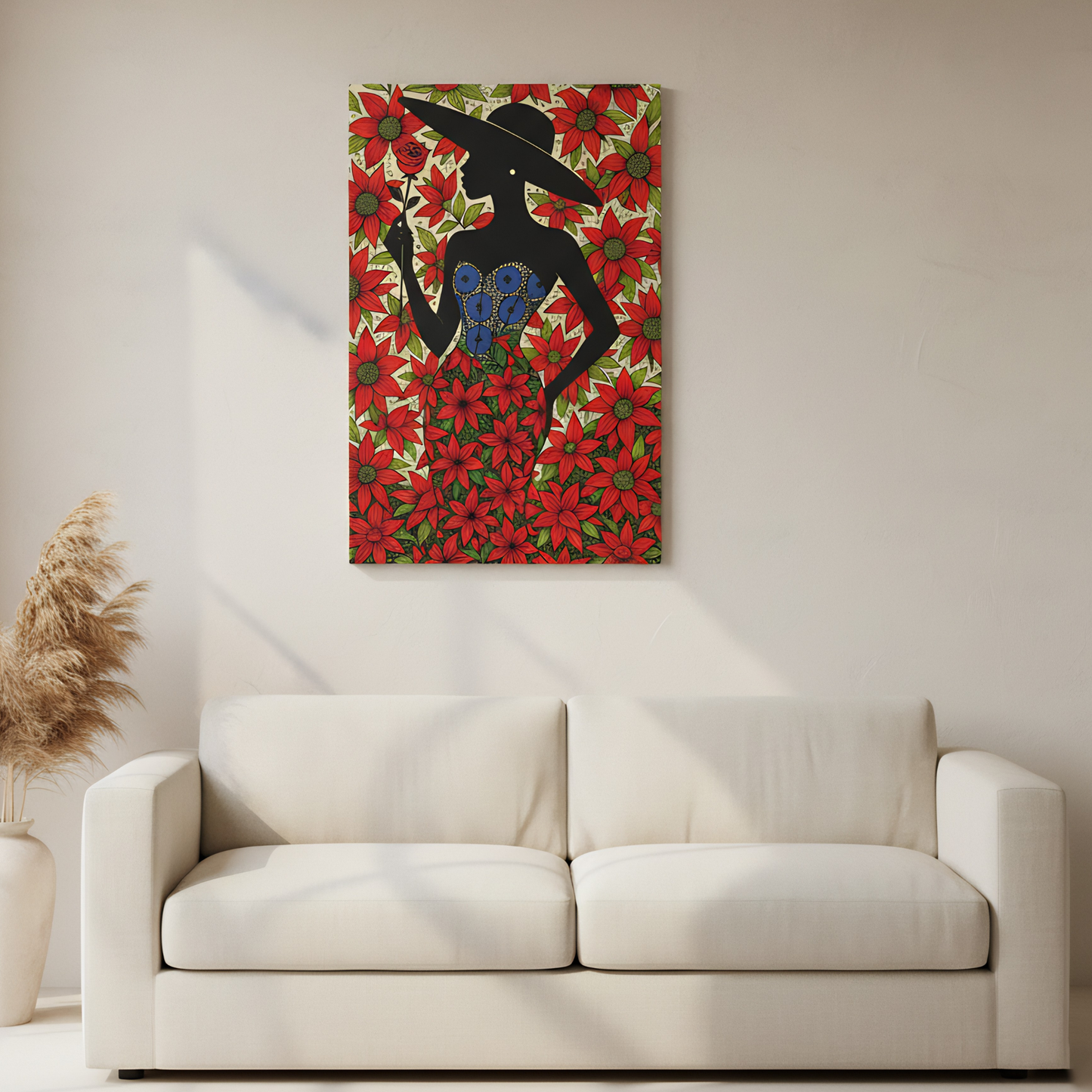 Poinsettia Lady Matte Canvas Wall Art,  Canvas Print, Floral Wall Decor, Mother's Day Gift, Stretched, 1.25"