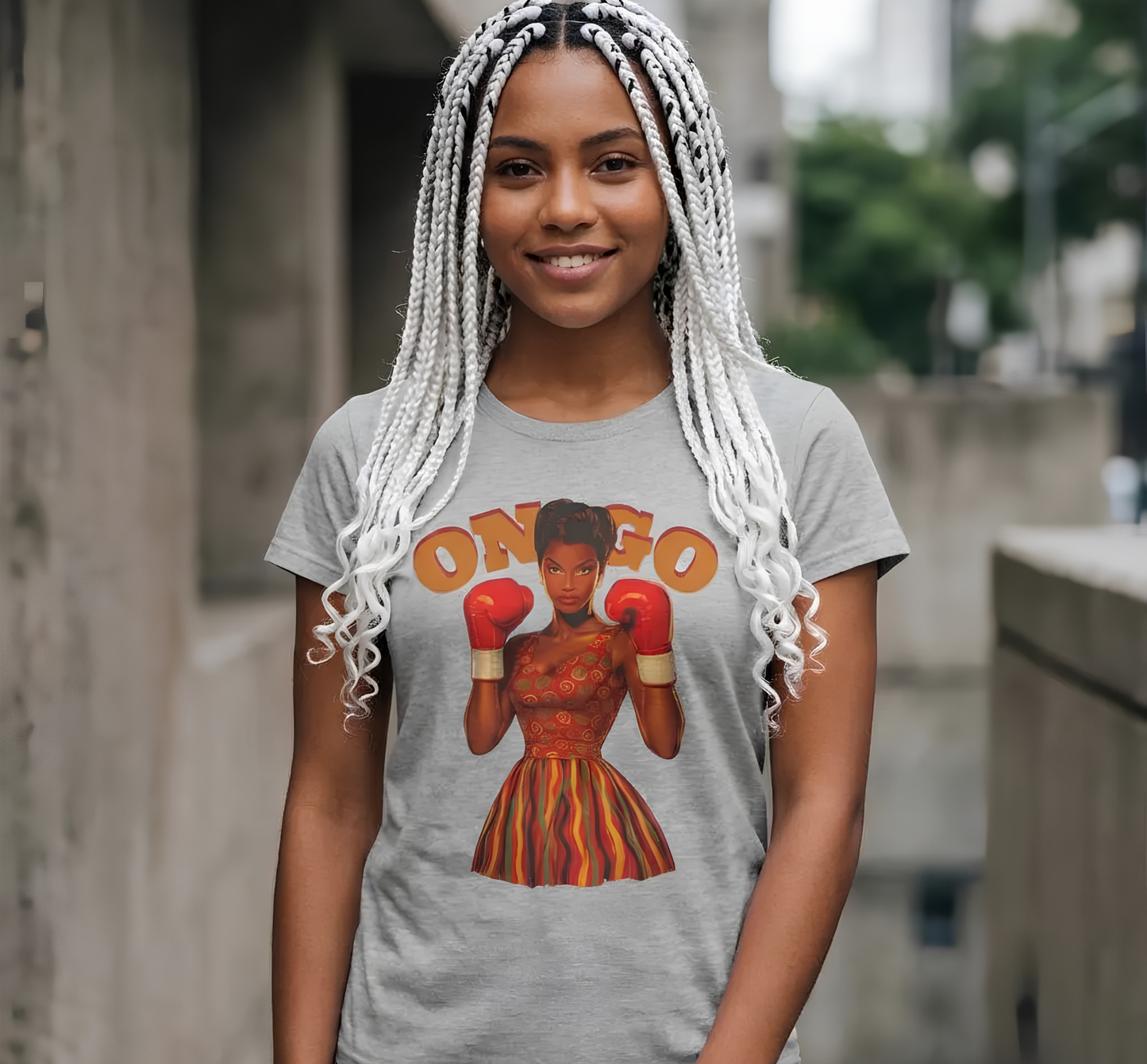 On Go Boxing Girl Softstyle Women's Tee,  Retro Fighter Illustration, Women's T-Shirt