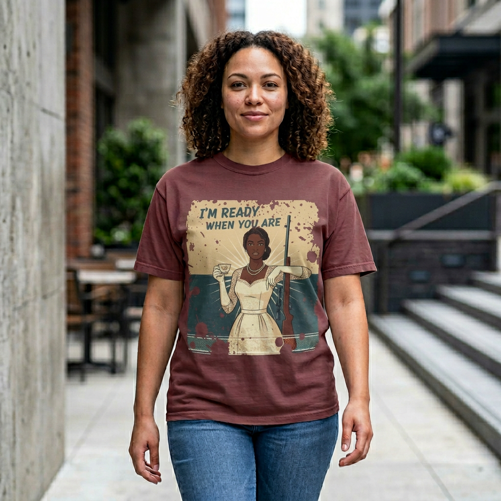 Retro Black Woman Unisex Graphic Tee, Soft Garment-Dyed T-Shirt, Vintage Pin Up Statement Shirt perfect for Mother's Day