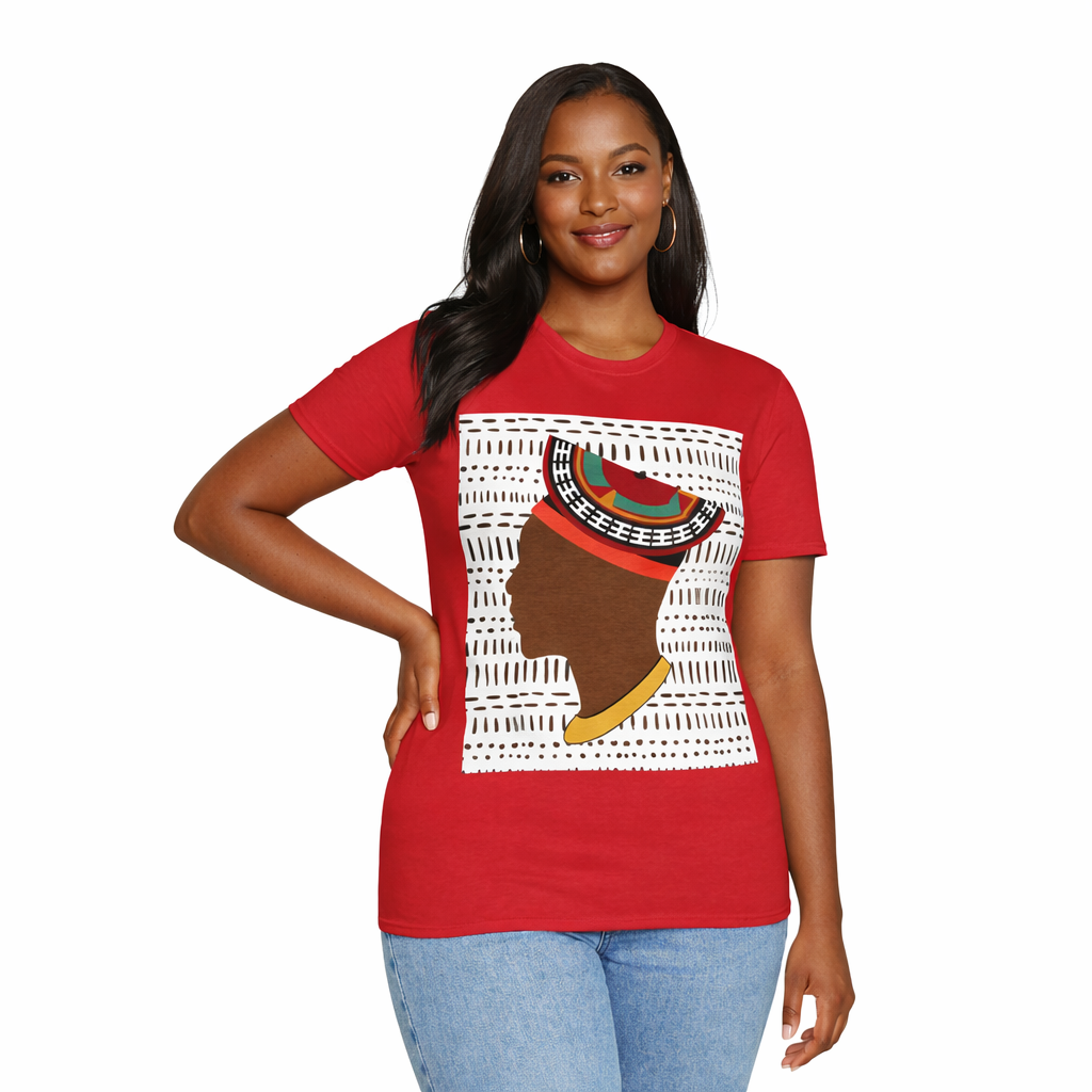 Man in Bamenda Hat White Mudcloth Unisex Softstyle T-Shirt