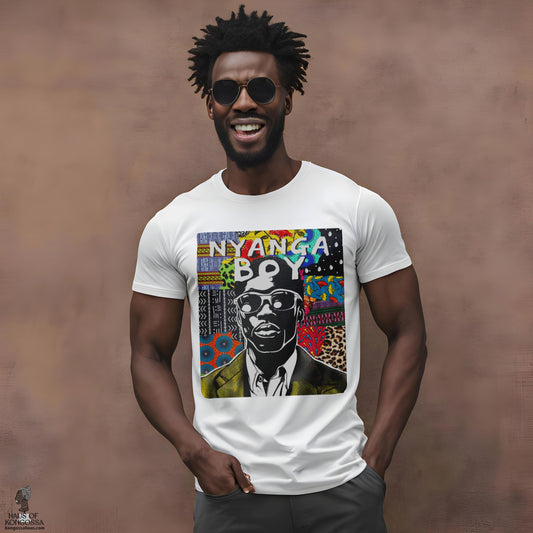 Nyanga Boy Unisex T-Shirt for African Art Lovers, Afrocentric Clothing, African Heritage Top, Tee for Men and Women - Front Design