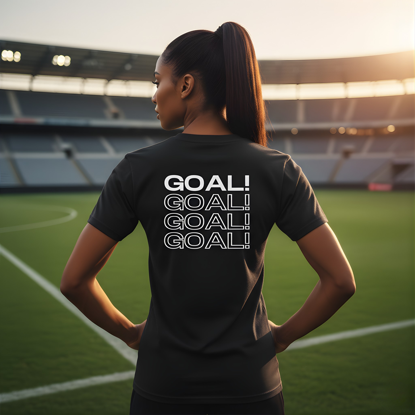 GOAL!! - BW Football on Yellow Toghu with Back Design Unisex Heavy Cotton Tee