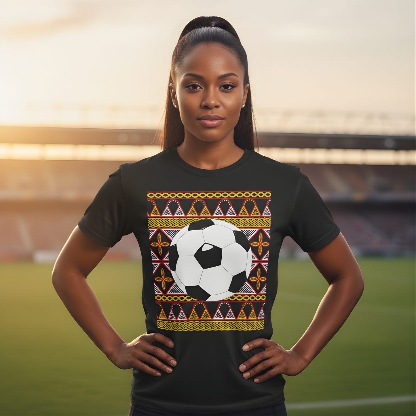 GOAL!! - BW Football on Yellow Toghu with Back Design Unisex Heavy Cotton Tee