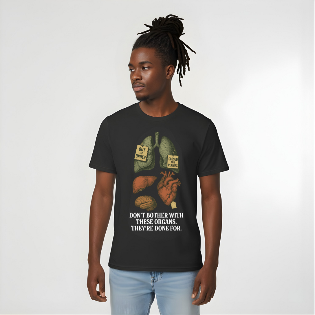 Funny Anatomy T-Shirt, Don't Bother With These Organs Graphic Tee, Unisex Heavy Cotton Shirt, Dark Humor Gift, Sarcastic Science Shirt