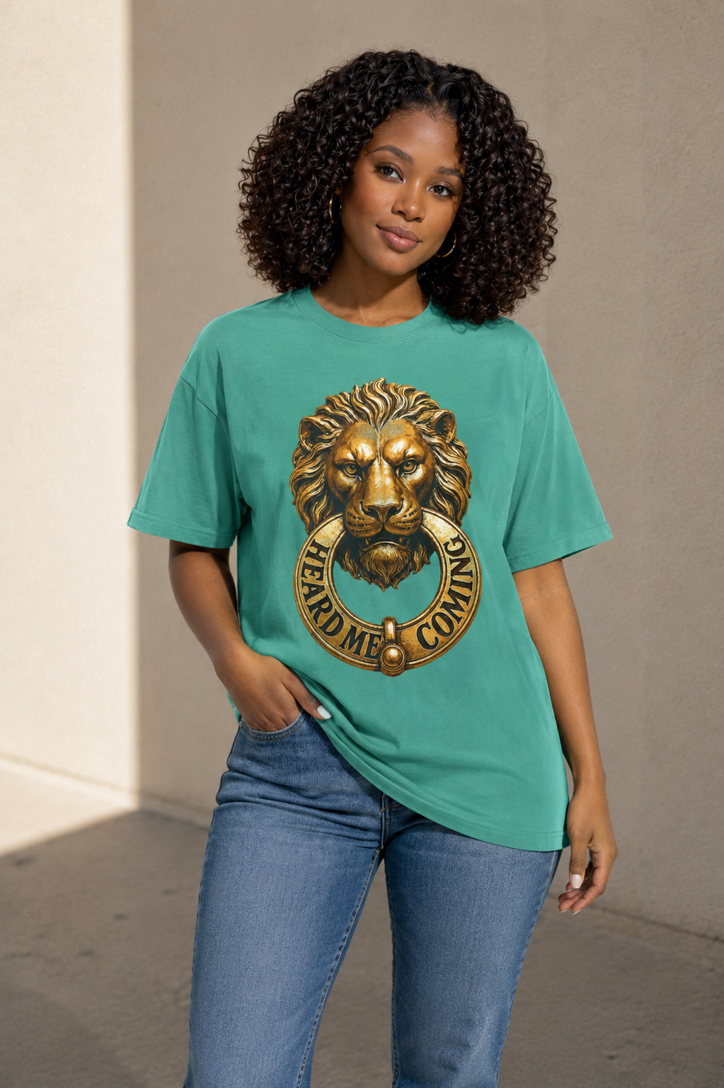 Gold Lion Knocker Unisex Garment-Dyed T-shirt
