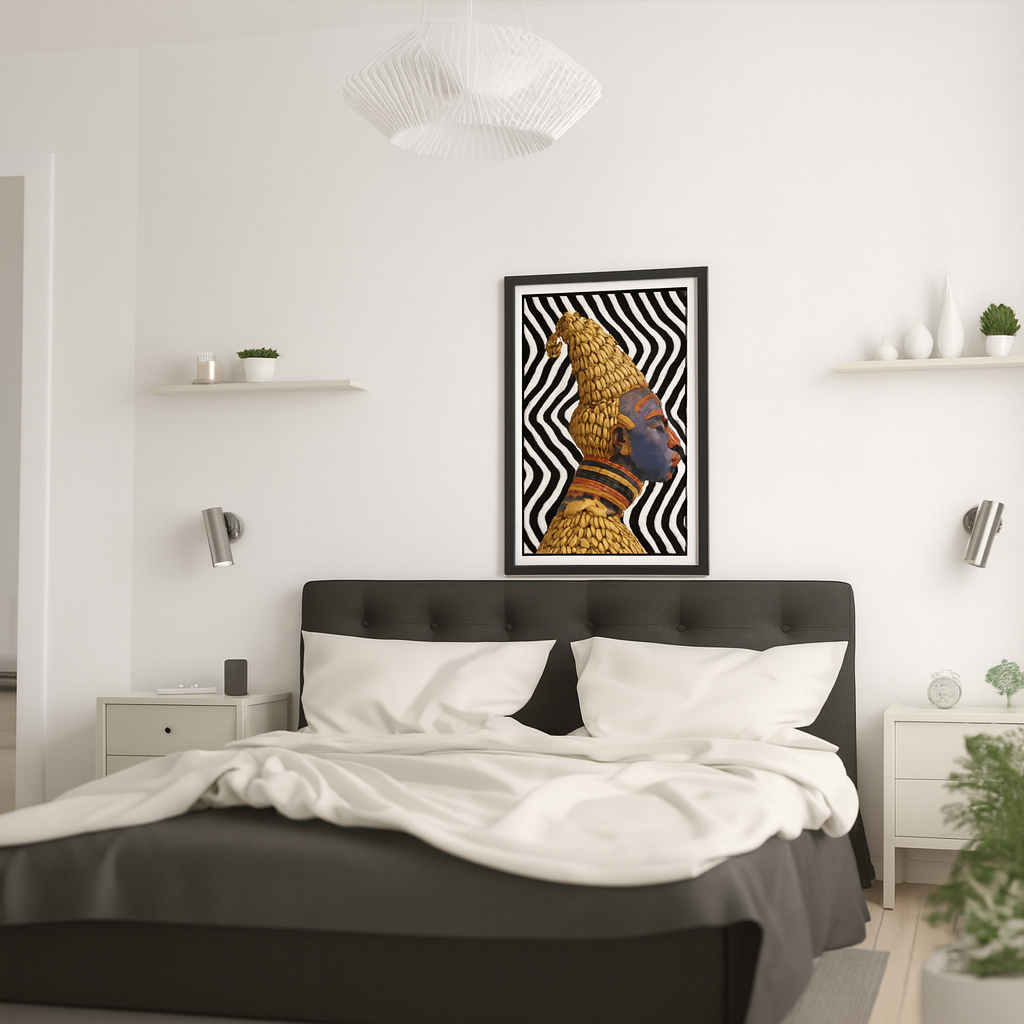 Bangwa Mask Satin Poster, Cameroon African Wall Art, Modern Home Decor, Boho Aesthetic, Unique Gift Idea, Bohemian Wall Hanging
