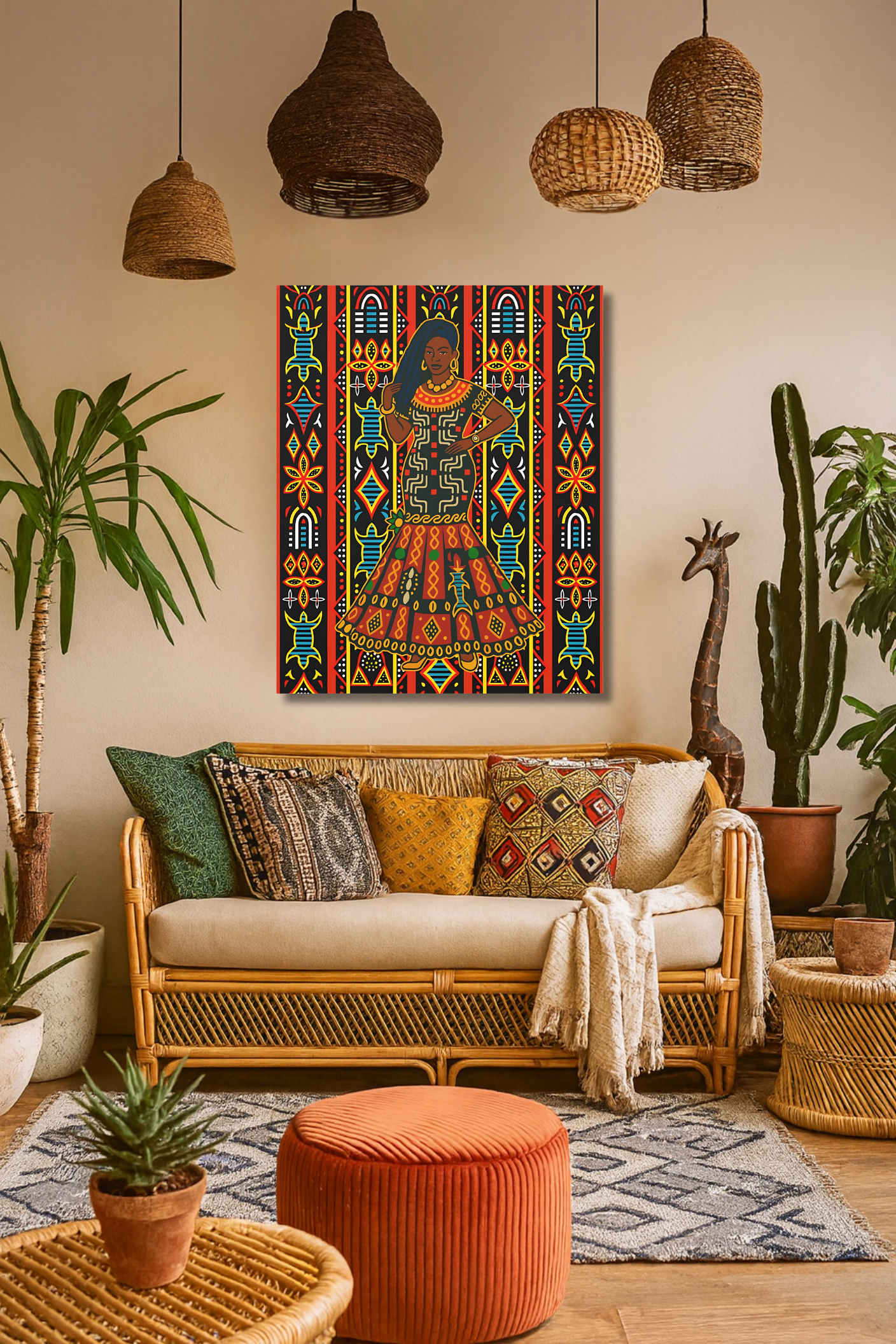 Toghu Queen Matte Canvas Print, Afrocentric Wall Decor, Matte Canvas, Unique Office Art, Modern African Art Print, Stylish Home Decor