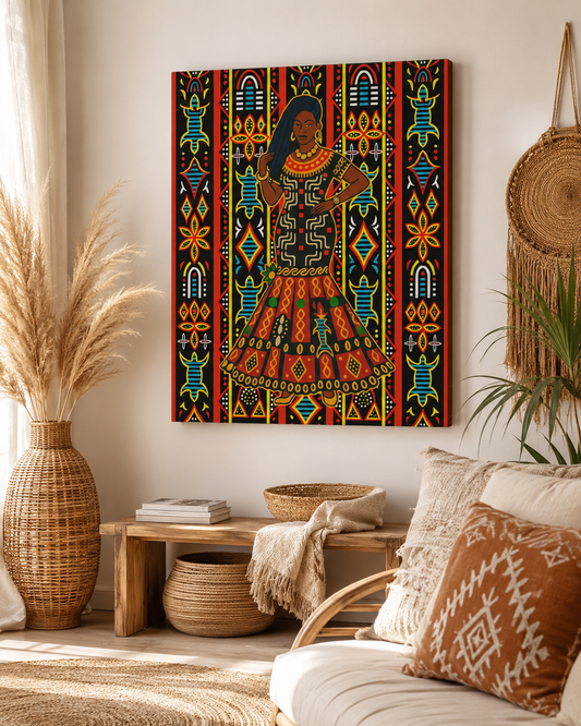 Toghu Queen Matte Canvas Print, Afrocentric Wall Decor, Matte Canvas, Unique Office Art, Modern African Art Print, Stylish Home Decor