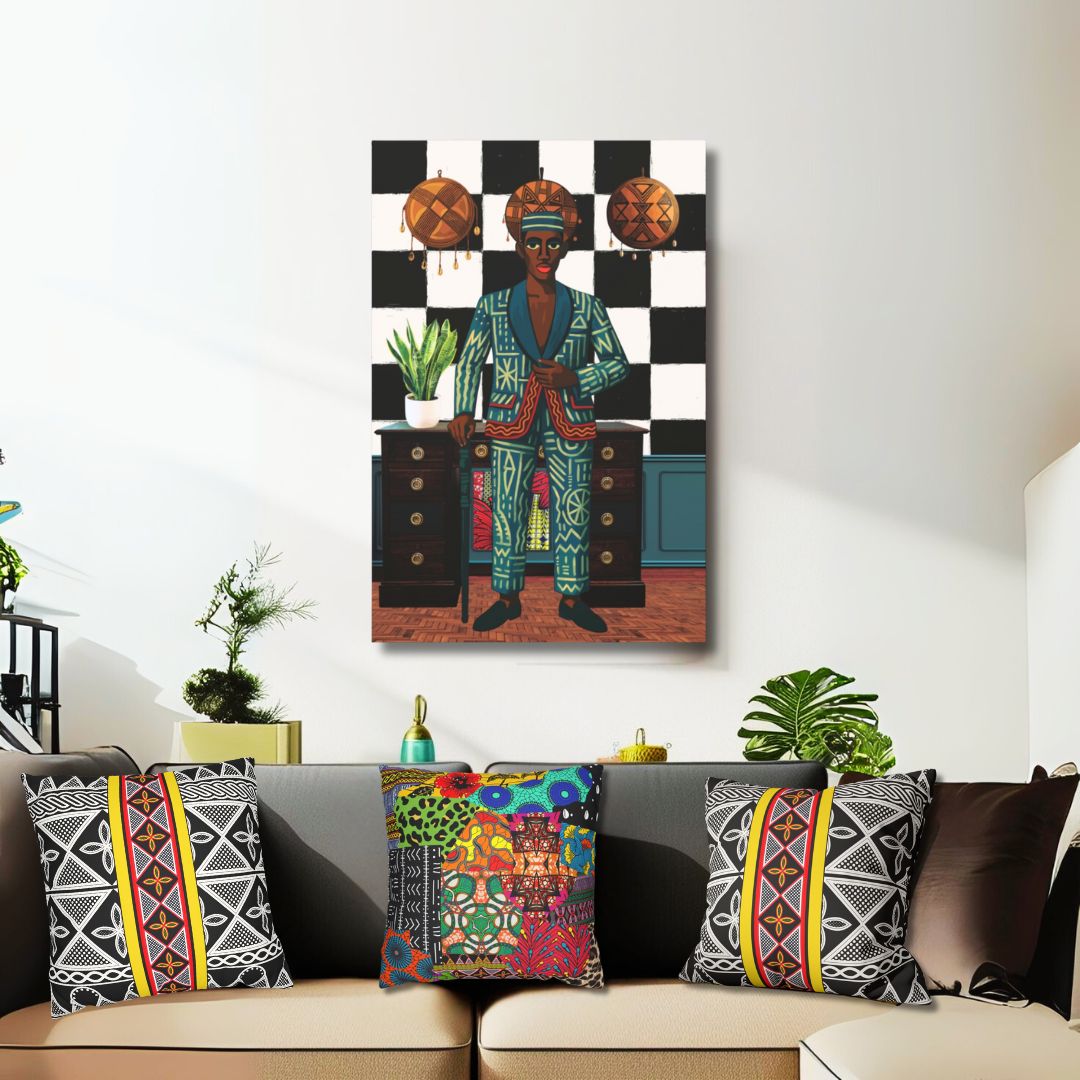 Matte Canvas Print, Afrocentric Wall Decor, He's Home Cultural Art, Unique Office Art, Modern African Art Print, Stylish Home Decor, Stretched, 1.25"