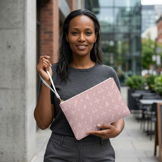 Powder Pink Haus of Kongossa Cowrie Clutch Wristlet purse