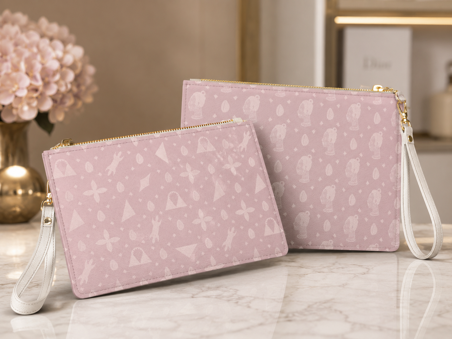 Powder Pink Haus of Kongossa Cowrie Clutch Wristlet purse