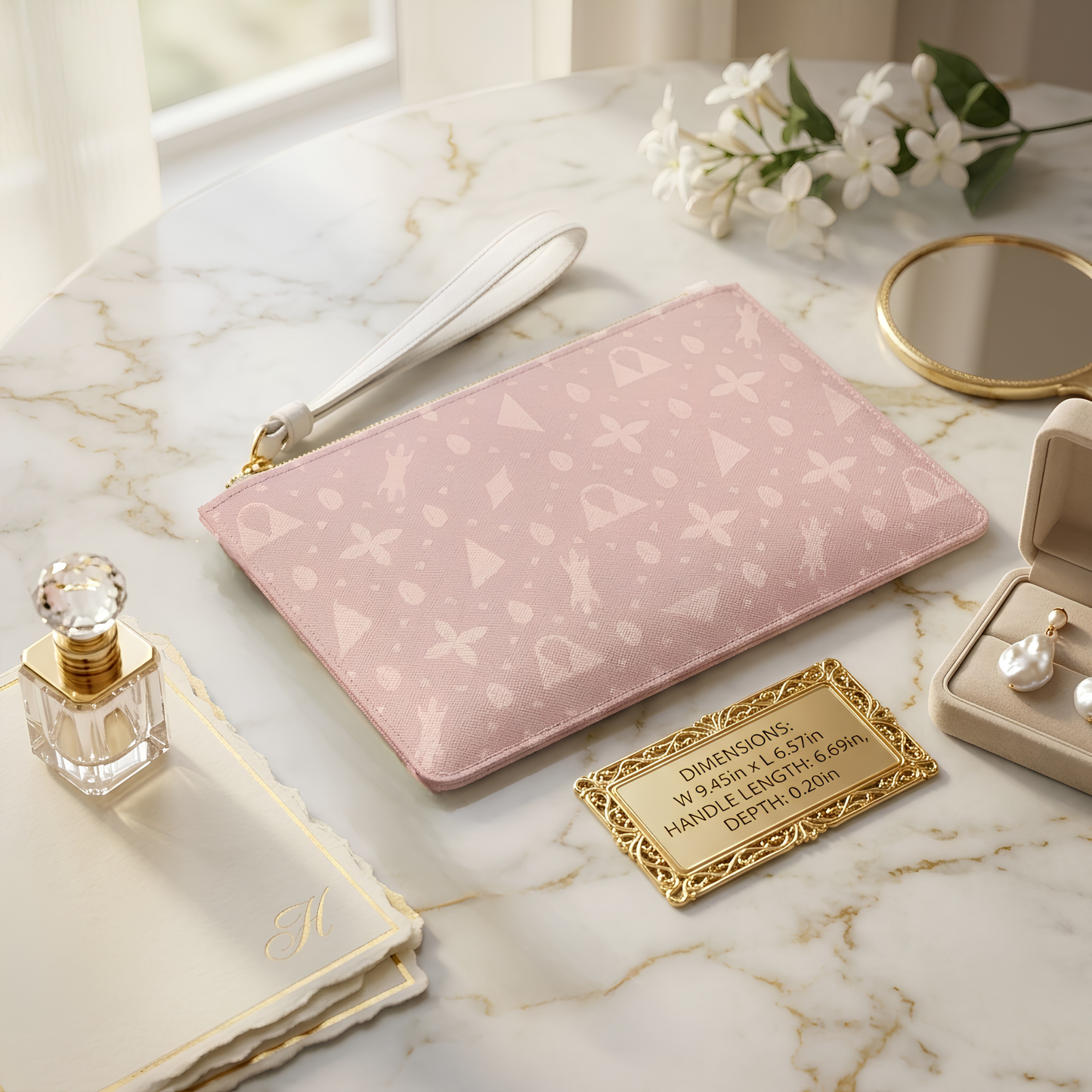 Powder Pink Haus of Kongossa Cowrie Clutch Wristlet purse