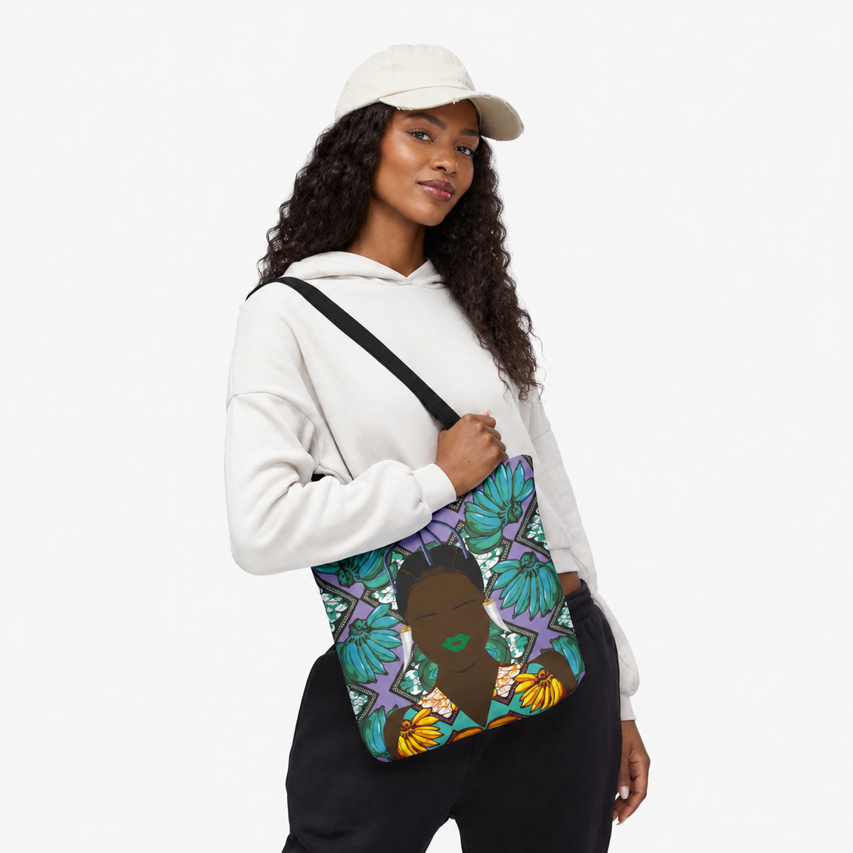 Havana Banana(Sand and Chocolate) on Green Banana Two-Sided Design AOP Tote Bag