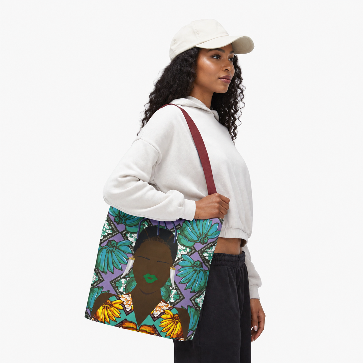Havana Banana(Sand and Chocolate) on Green Banana Two-Sided Design AOP Tote Bag