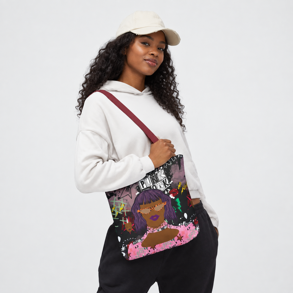 Anum in Punk and Pink Punkitude Two-Sided Design Tote Bag (AOP)