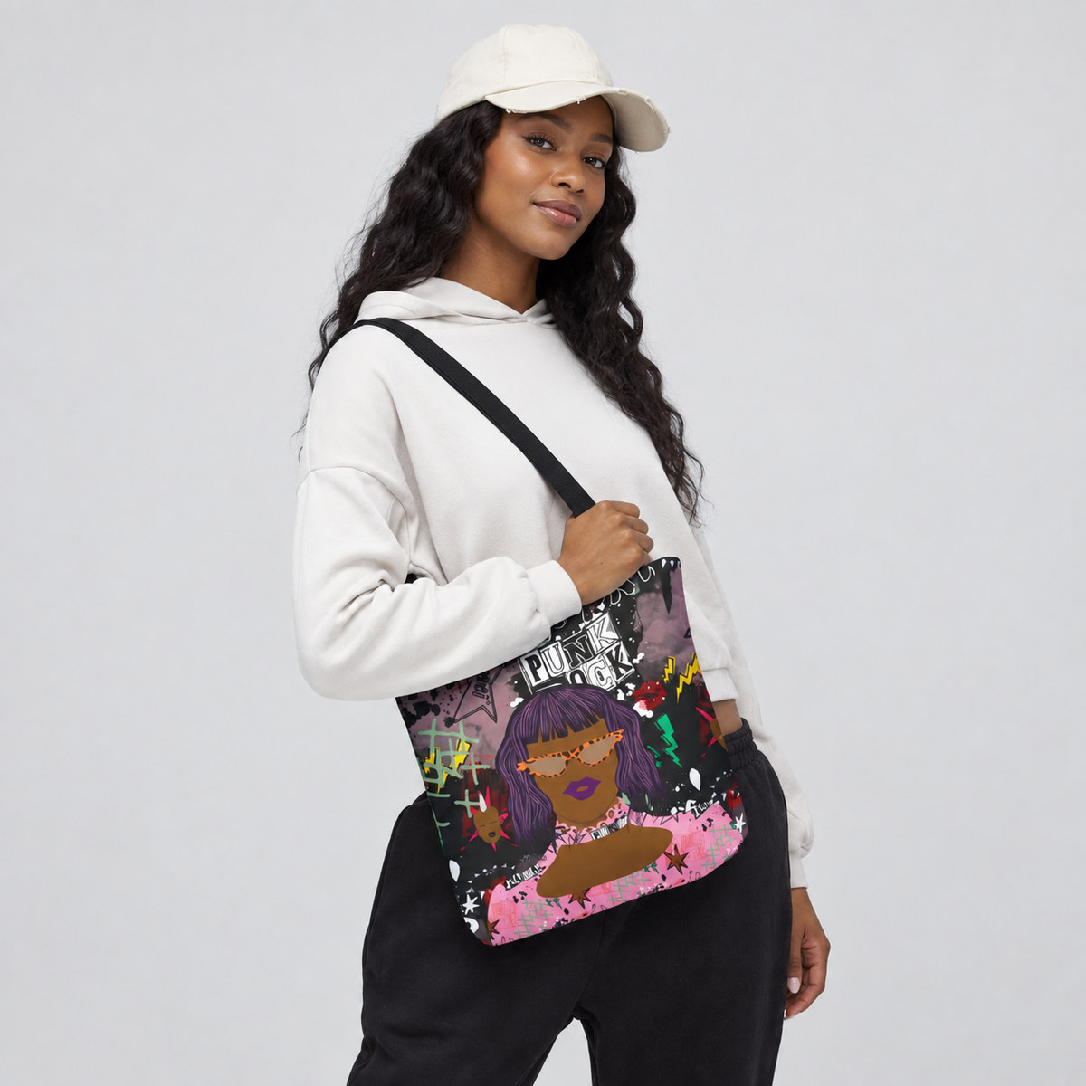 Anum in Punk and Pink Punkitude Two-Sided Design Tote Bag (AOP)