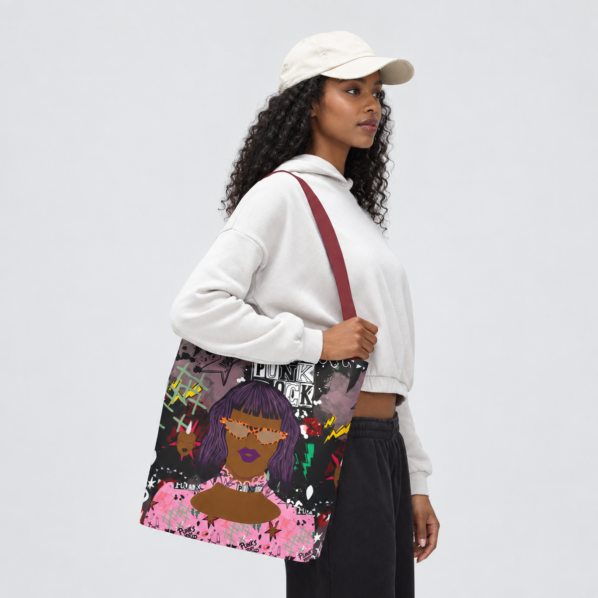 Anum in Punk and Pink Punkitude Two-Sided Design Tote Bag (AOP)