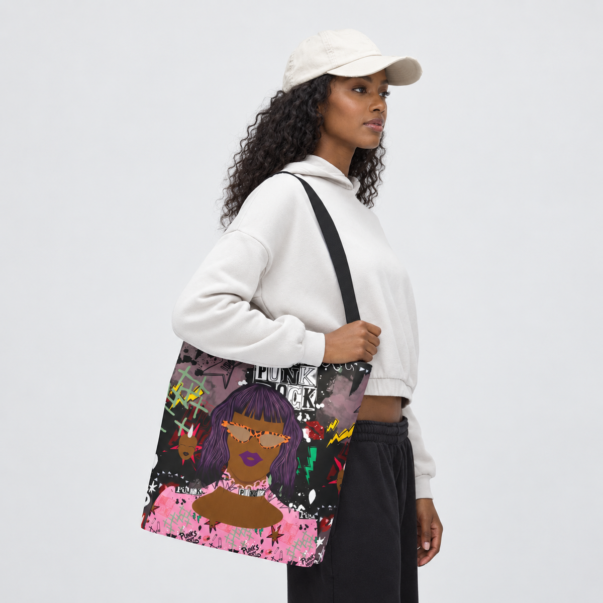Anum in Punk and Pink Punkitude Two-Sided Design Tote Bag (AOP)