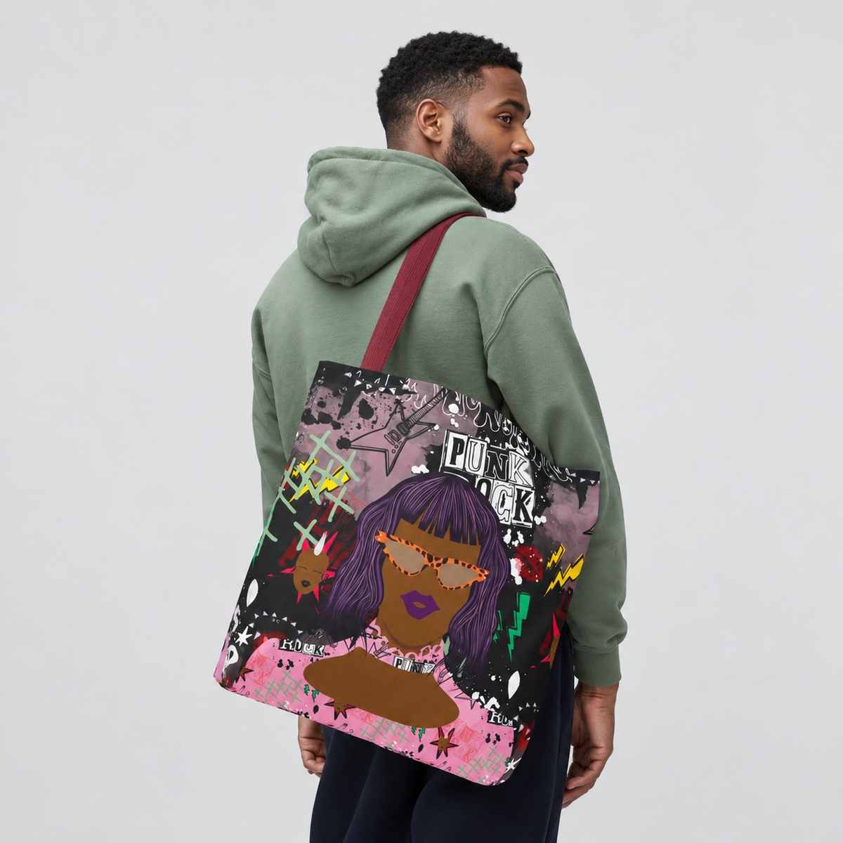 Anum in Punk and Pink Punkitude Two-Sided Design Tote Bag (AOP)