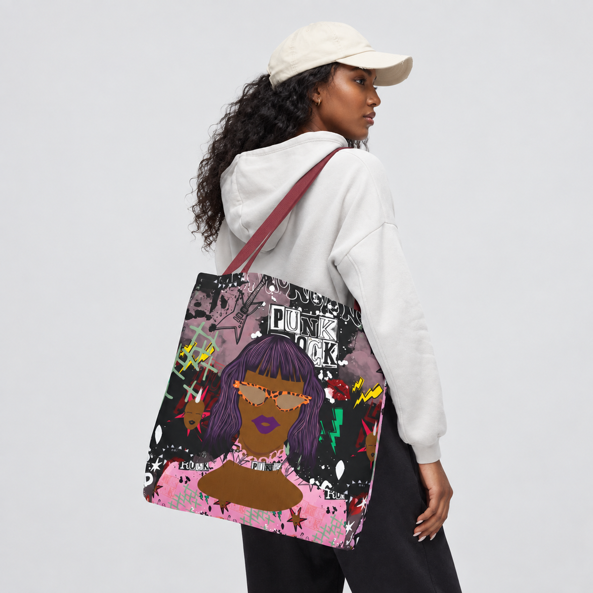 Anum in Punk and Pink Punkitude Two-Sided Design Tote Bag (AOP)