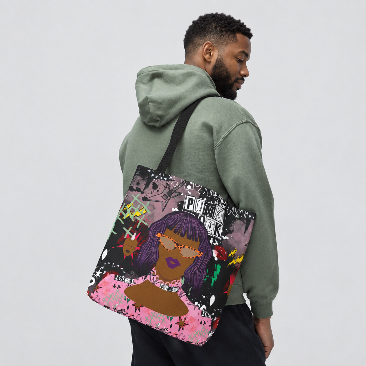 Anum in Punk and Pink Punkitude Two-Sided Design Tote Bag (AOP)
