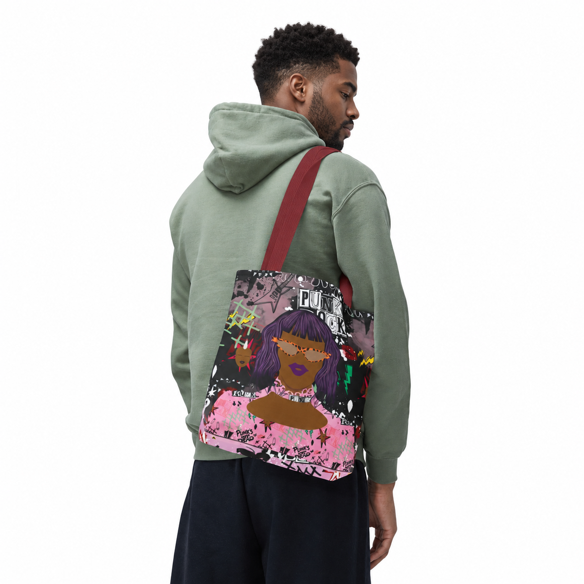 Anum in Punk and Pink Punkitude Two-Sided Design Tote Bag (AOP)