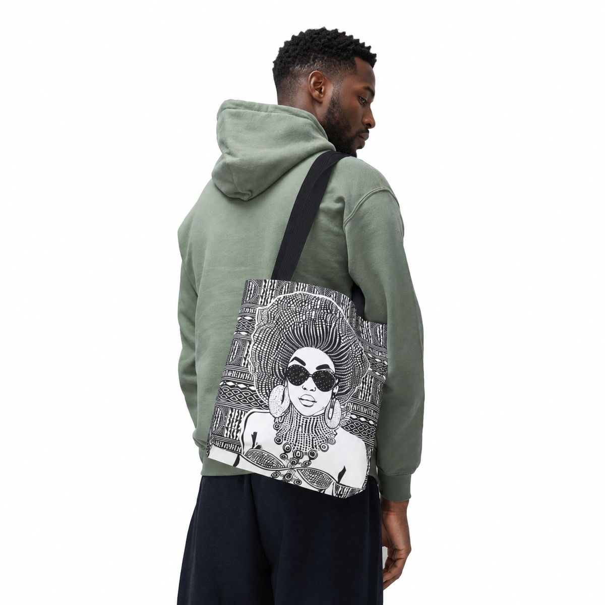 Madame Headtie(BW) on BW Ndop Tote AOP Tote Bag