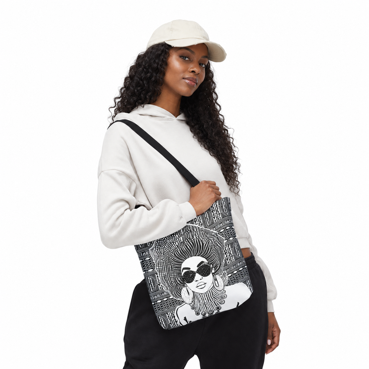 Madame Headtie(BW) on BW Ndop Tote AOP Tote Bag