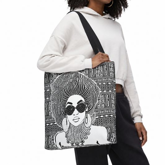 Madame Headtie(BW) on BW Ndop Tote AOP Tote Bag