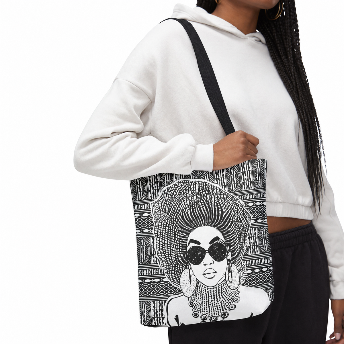 Madame Headtie(BW) on BW Ndop Tote AOP Tote Bag