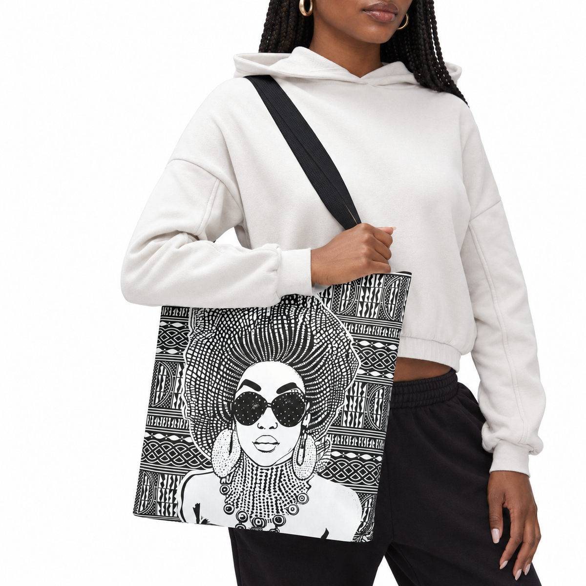 Madame Headtie(BW) on BW Ndop Tote AOP Tote Bag