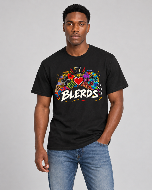 I Heart Blerds Tee Colorful Gamer Controller Graphic Unisex Heavy Cotton Tee