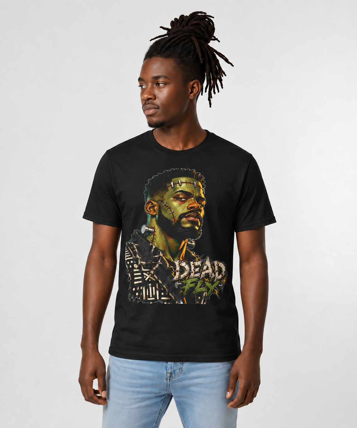 Dead Fly Afro Frankenstein Halloween Tee Unisex Heavy Cotton Tee