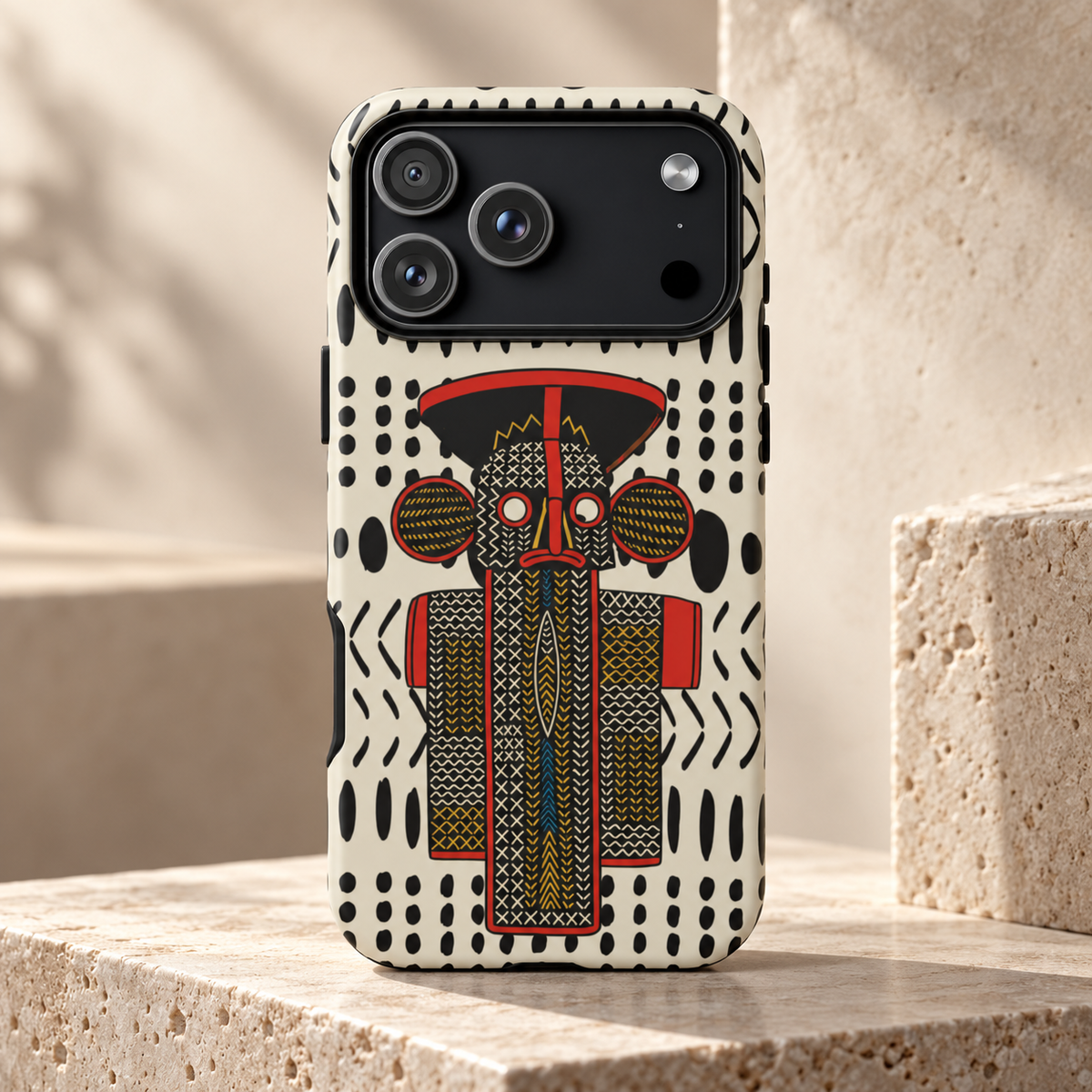 Elephant Mask Phone Case, African Art Design, Stylish Protective Cover for Samsung and iPhone, Unique Accessory, Gift Idea