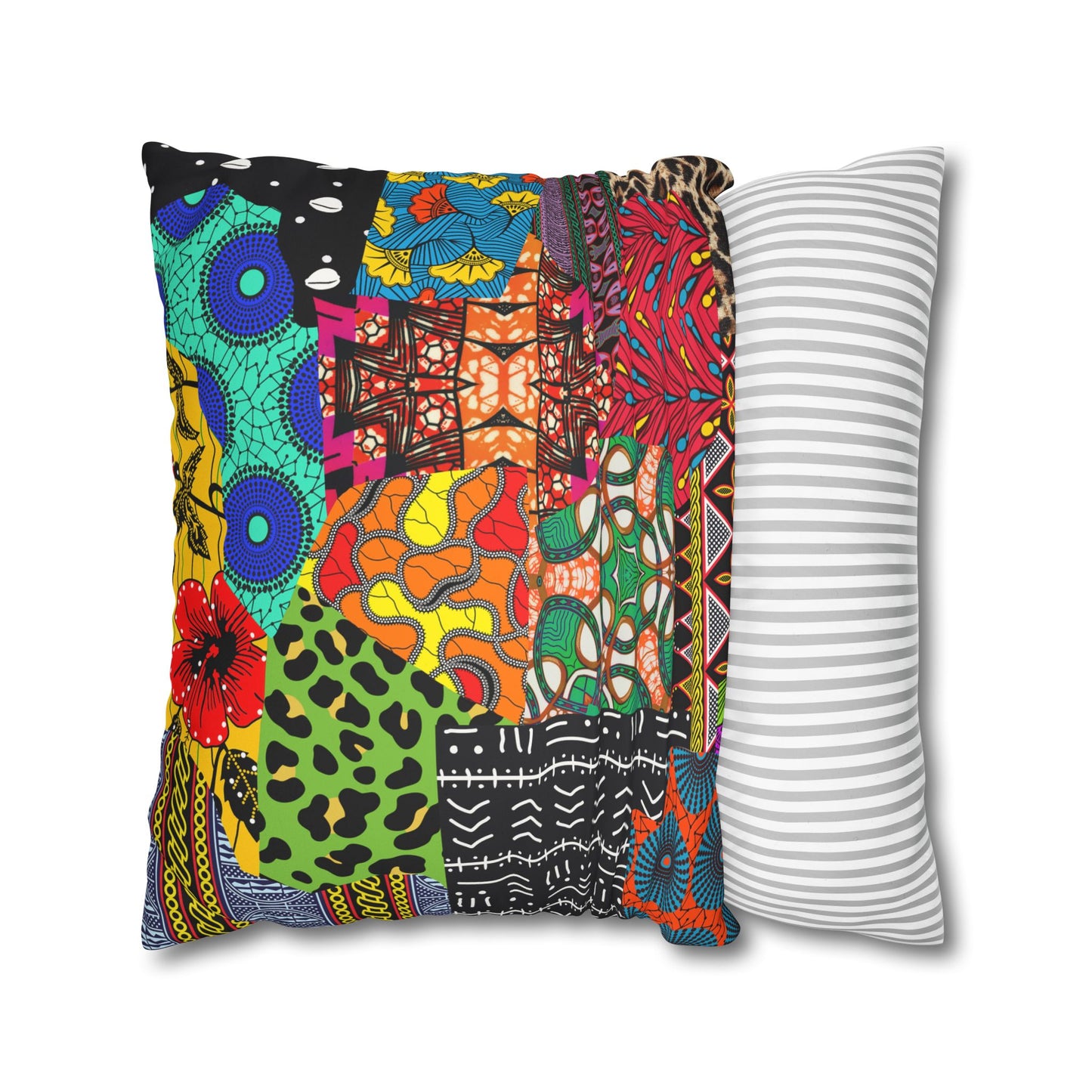 Ankara African Print Pillowcase, Faux Suede Cushion Cover, Home Decor, Throw Pillow, Square Cushion, Living Room Accessories