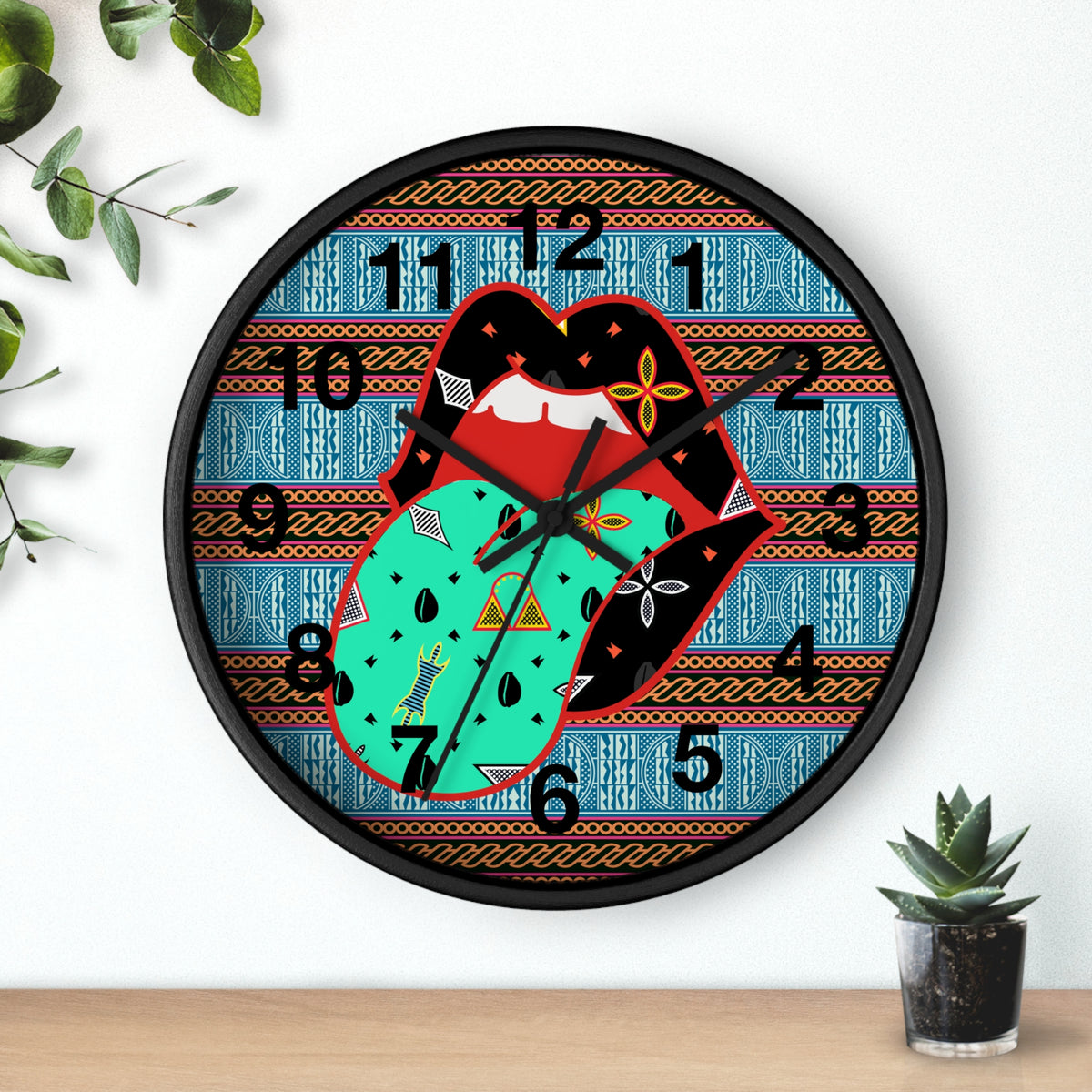 Lipsie Wood Wall Clock, Lipsie 10" x 10", Silent AA Battery, Indoor Use!