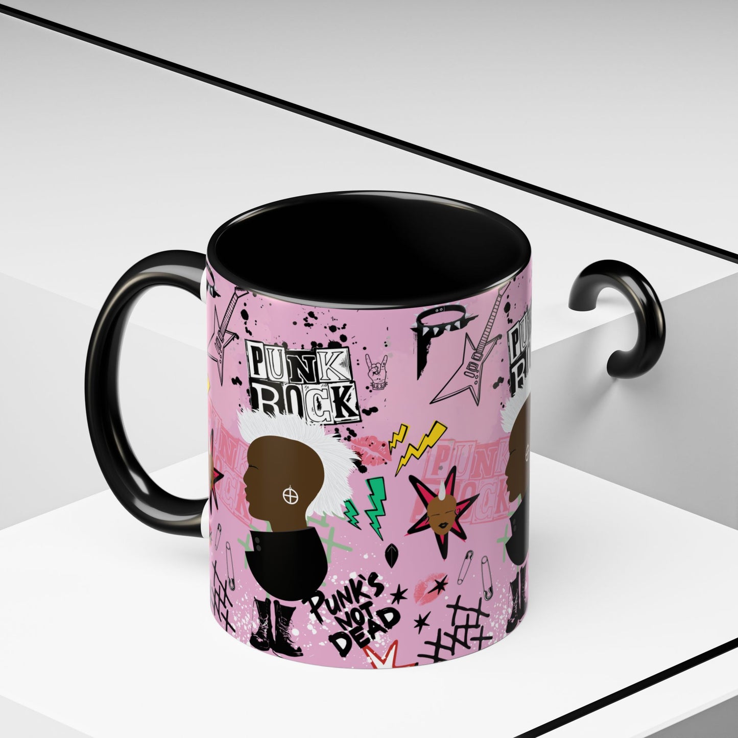 Punk Rock Pattern Accent Coffee Mug,  11oz, 15oz