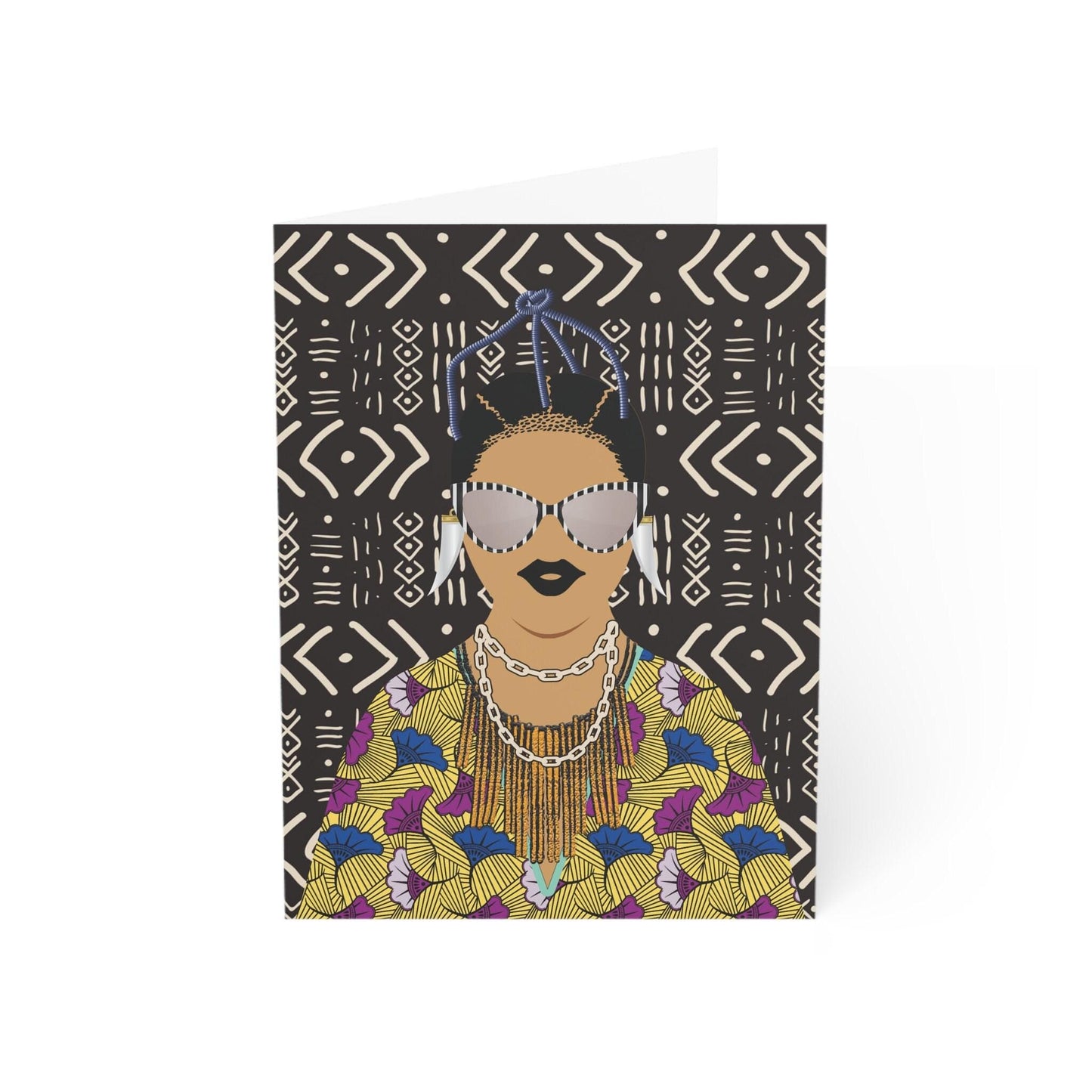 Floral Mudcloth African Greeting Cards (4.6x6.25, 10pc)