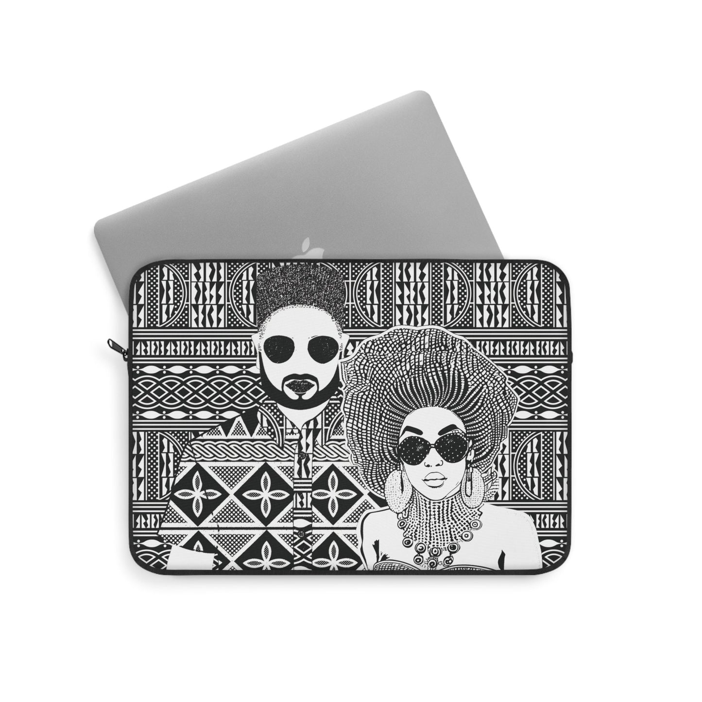 The Moussas(BW) on Black Ndop African Laptop Sleeve