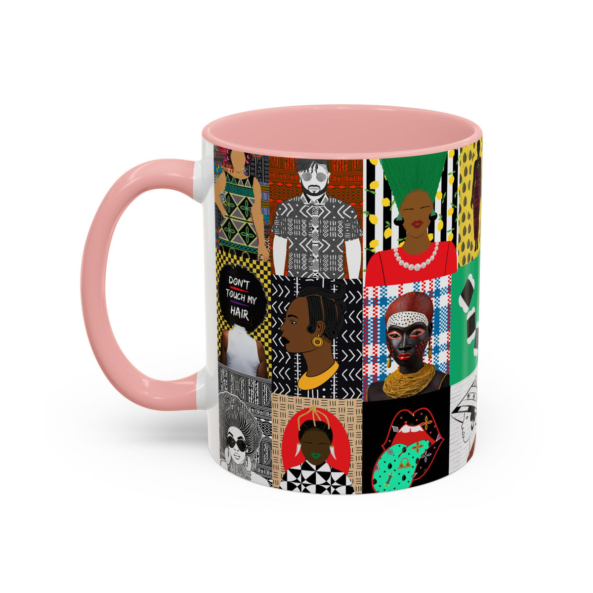 African Pipo Accent Coffee Mug - 11oz, 15oz, 4 Colors, 2 Sizes, Unique Ethnic Design, Kitchenware, Tea Cup, Home Decor, Drinkware