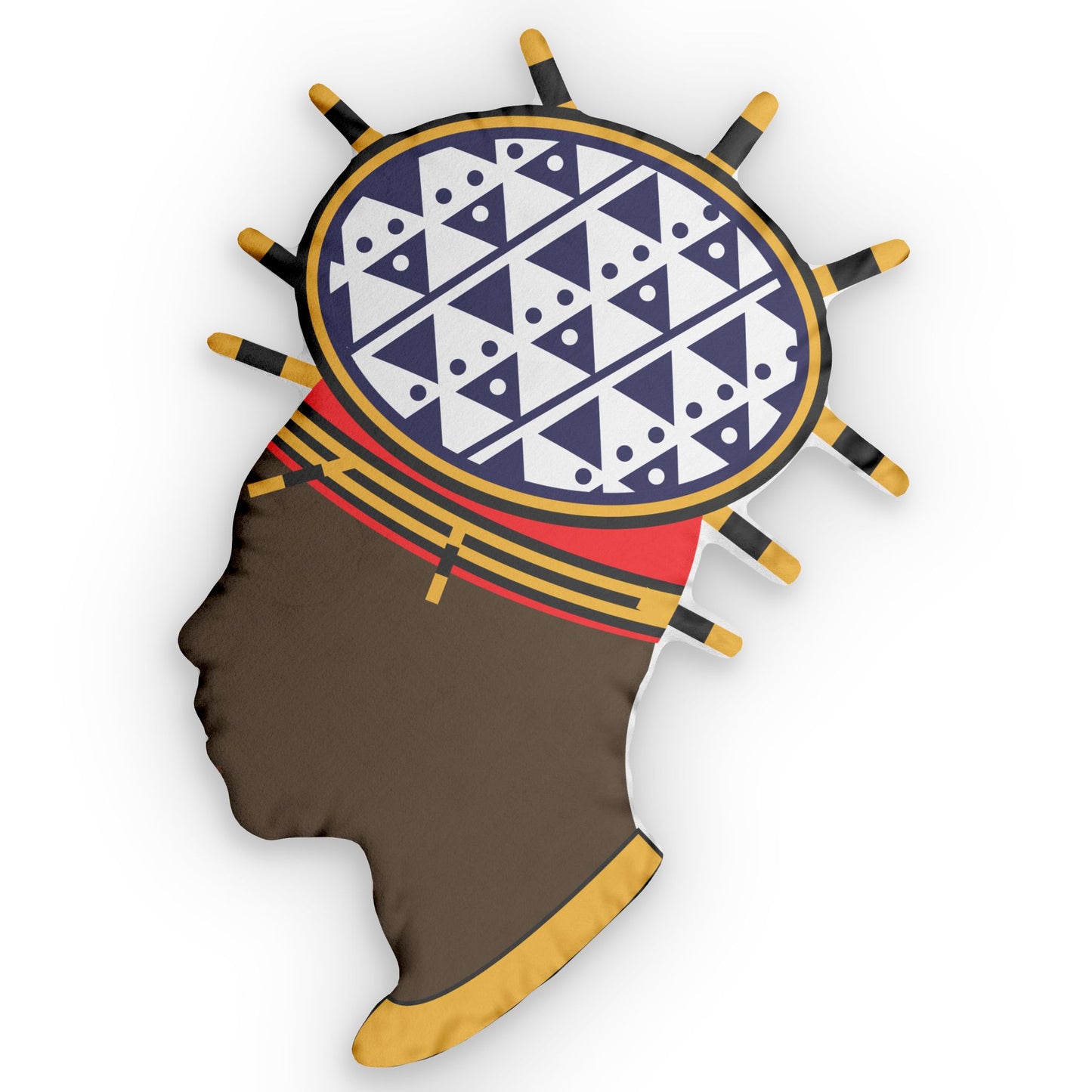 Bamenda Bamileke Spiky Hat Custom Shaped Pillow, Decorative Throw Cushion, African Man, Unique Home Decor, Personalized Gift