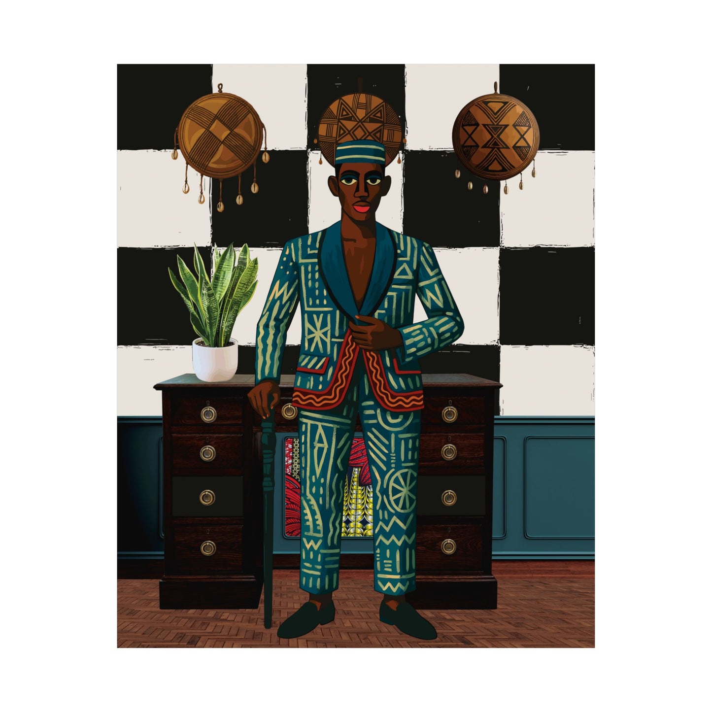 He's Home Satin Poster, Cameroon African Wall Art, Modern Home Decor, Boho Aesthetic, Unique Gift Idea, Bohemian Wall Hanging
