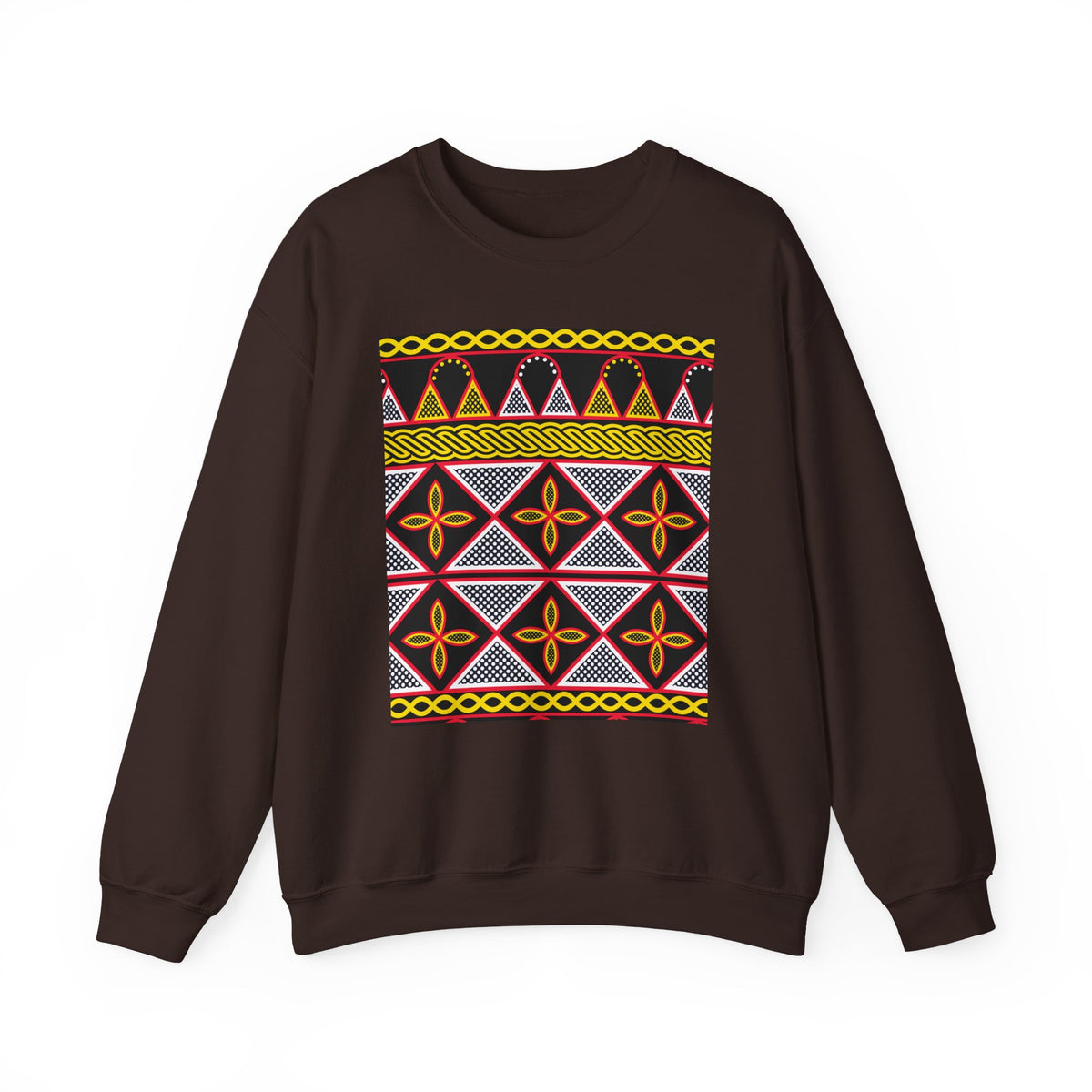 Toghu Panel Unisex Heavy Blend Crewneck Sweatshirt, African-Inspired Front & Back Design