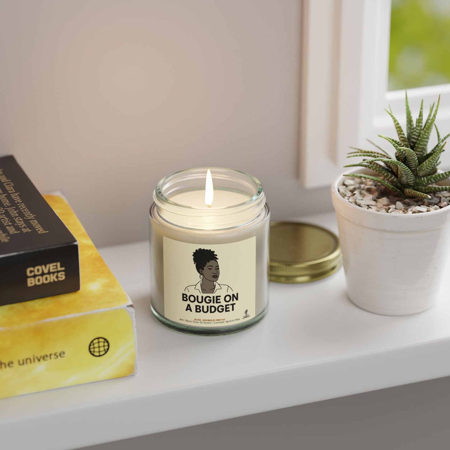 Bougie on a Budget Coconut Apricot Wax Scented Candles (Black and White), Afrocentric Candle, Home Fragrance Decor, Aromatherapy Gift, Relaxation Candle