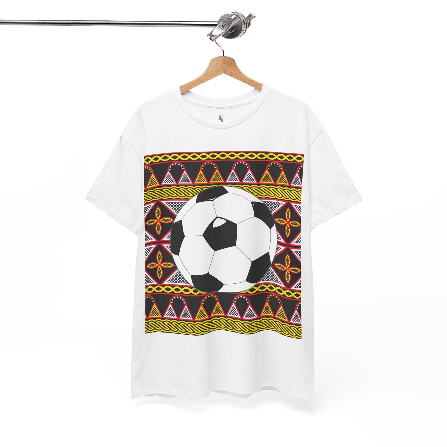 GOAL!! - BW Football on Yellow Toghu with Back Design Unisex Heavy Cotton Tee