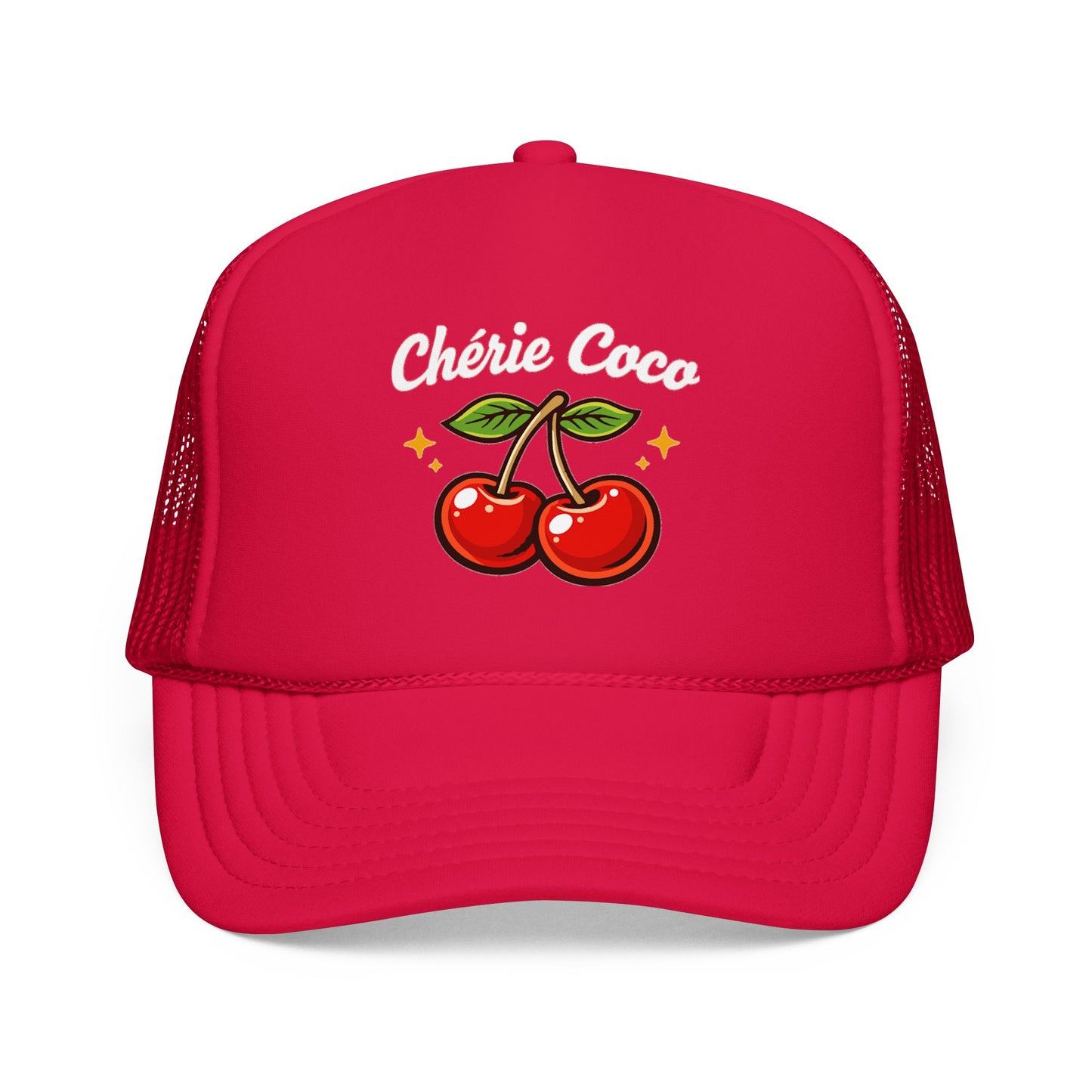 Chérie Coco Trucker hat , Cherry retro script design, Mother's Day Gift
