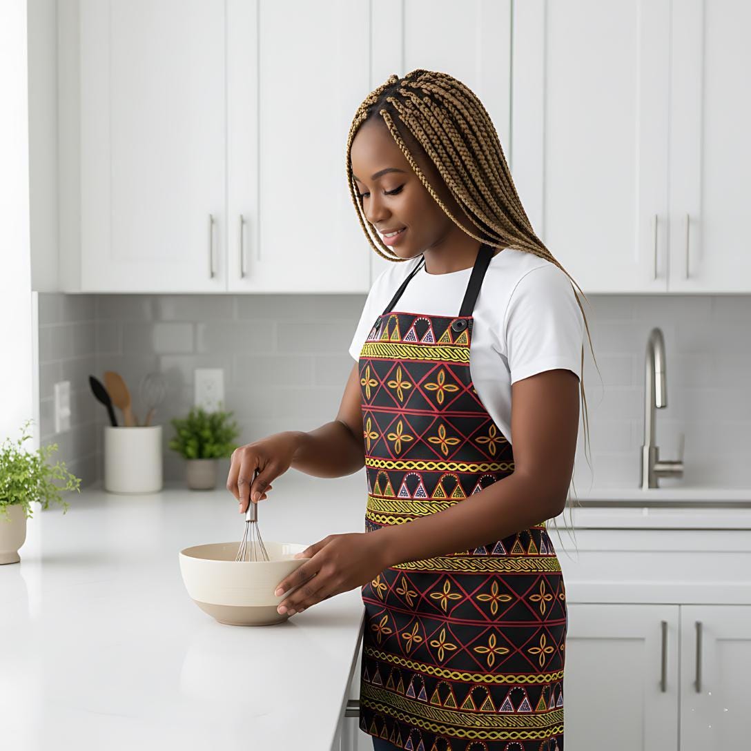 Toghu Print Kitchen Apron - Retro Chef Style, Cooking Gift