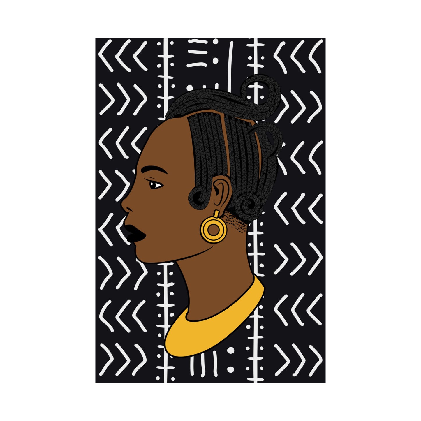 Lady Kongossa on Black Mudcloth Premium Matte Vertical Posters