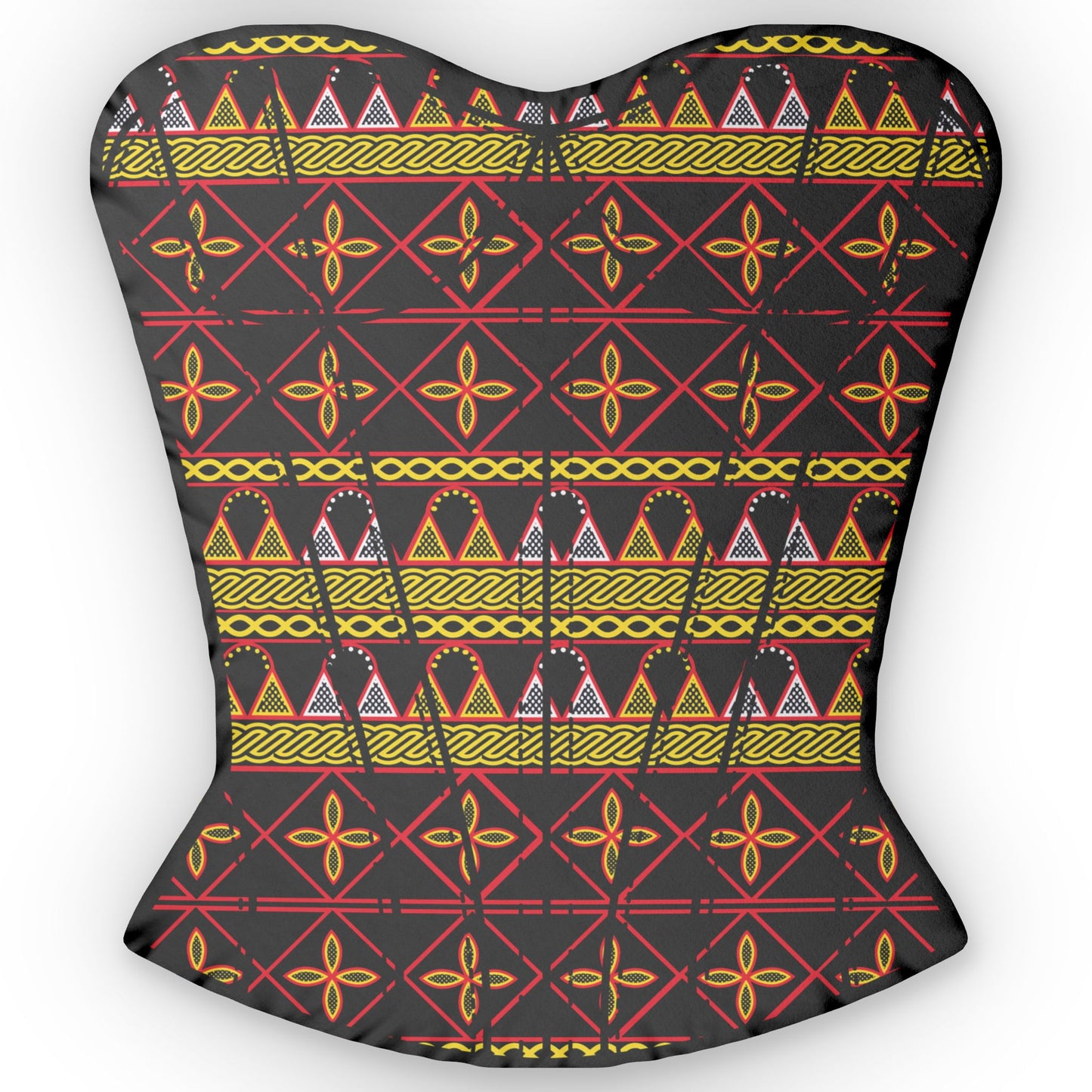 Toghu Corset Pillow, Custom Shaped Pillow Decorative Cushion, Afrocentric Home Decor, Bamenda Hat Accent Pillow, Ethnic African Print Cushion